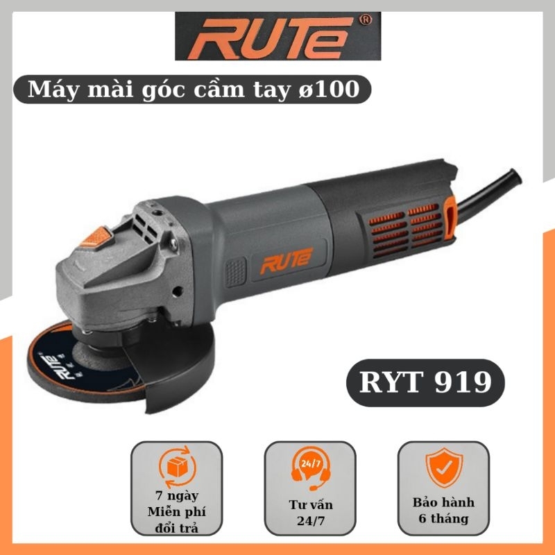 Máy mài góc, máy cắt cầm tay điện hàng nội địa RUTE RYT 919, công tắc đuôi công suất 1580W