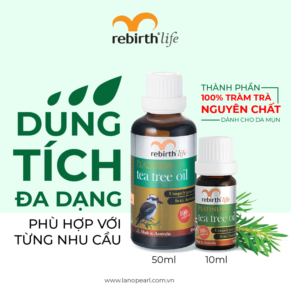 Tinh dầu tràm trà giảm mụn Rebirth Life Platium Tea Tree Oil (10ml)