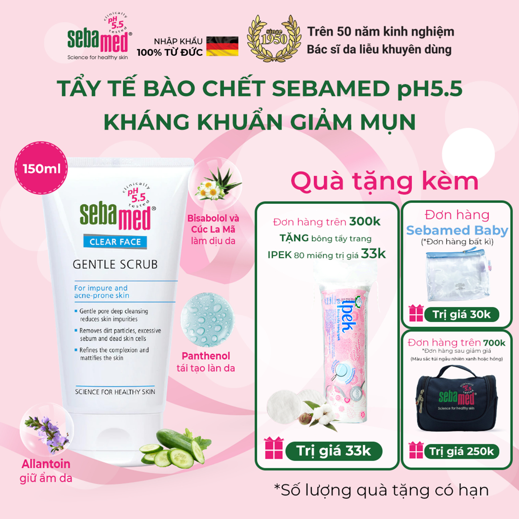 Tẩy tế bào chết Sebamed Clear Face Gentle Scrub pH5.5 (150ml)