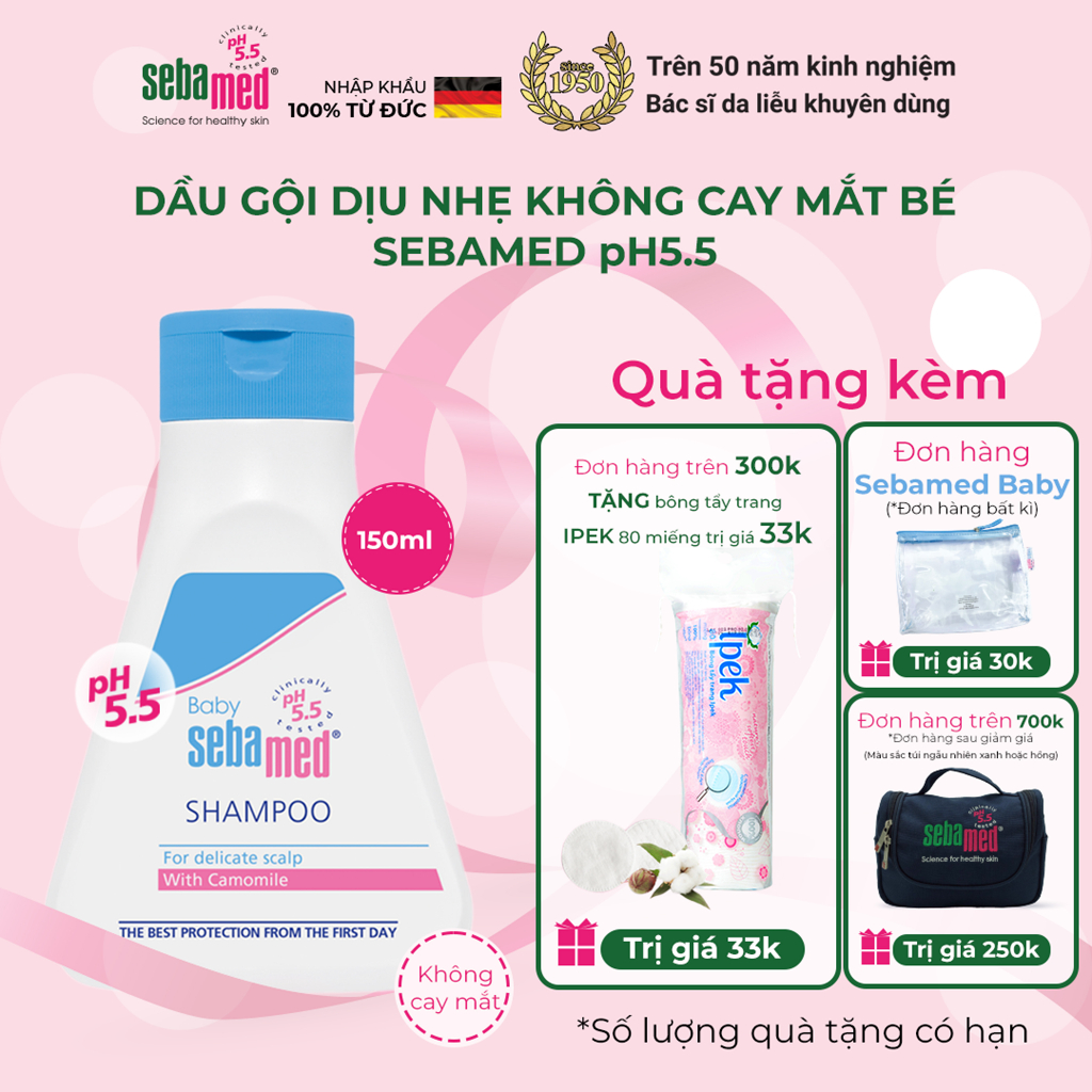 Dầu gội dịu nhẹ không cay mắt bé Sebamed Baby Children's Shampoo pH5.5 (150ml)