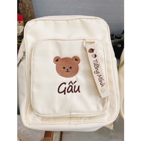 Balo thêu tên riêng cho bé loại to hai ngăn  , quà tặng cho bé đi học đi chơi