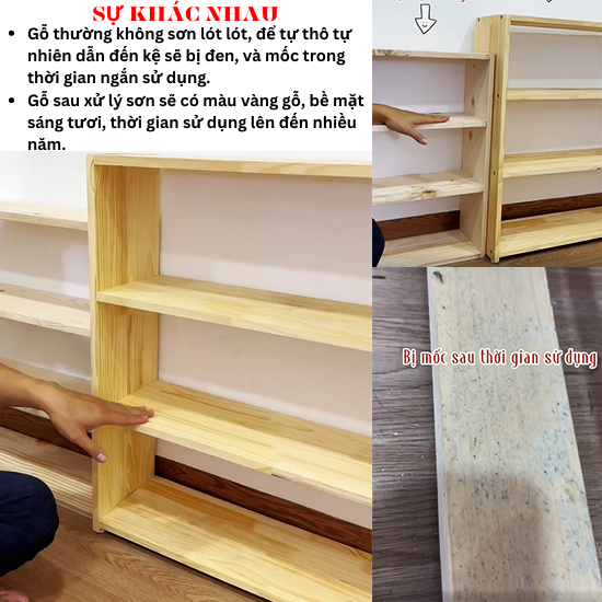 Kệ giá sách cho bé đa năng thông minh trang trí phòng học gỗ thông tự nhiên HÀNG LẮP SẴN.
