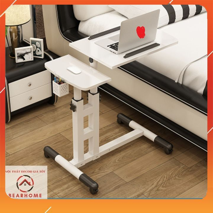 Bàn máy tính laptop đa năng,bàn làm việc có bánh xe,nâng hạ chiều cao mặt xoay nghiêng,khung sắt chắc chắn