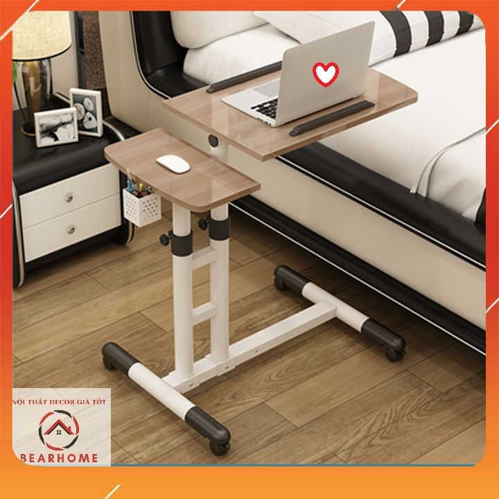 Bàn máy tính laptop đa năng,bàn làm việc có bánh xe,nâng hạ chiều cao mặt xoay nghiêng,khung sắt chắc chắn