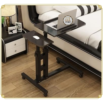 Bàn máy tính laptop đa năng,bàn làm việc có bánh xe,nâng hạ chiều cao mặt xoay nghiêng,khung sắt chắc chắn