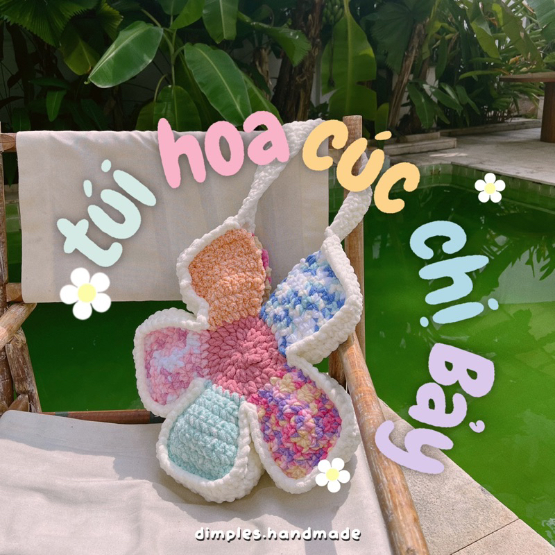 Túi Hoa Cúc Chị Bảy Độc Quyền Len Nhung Đũa