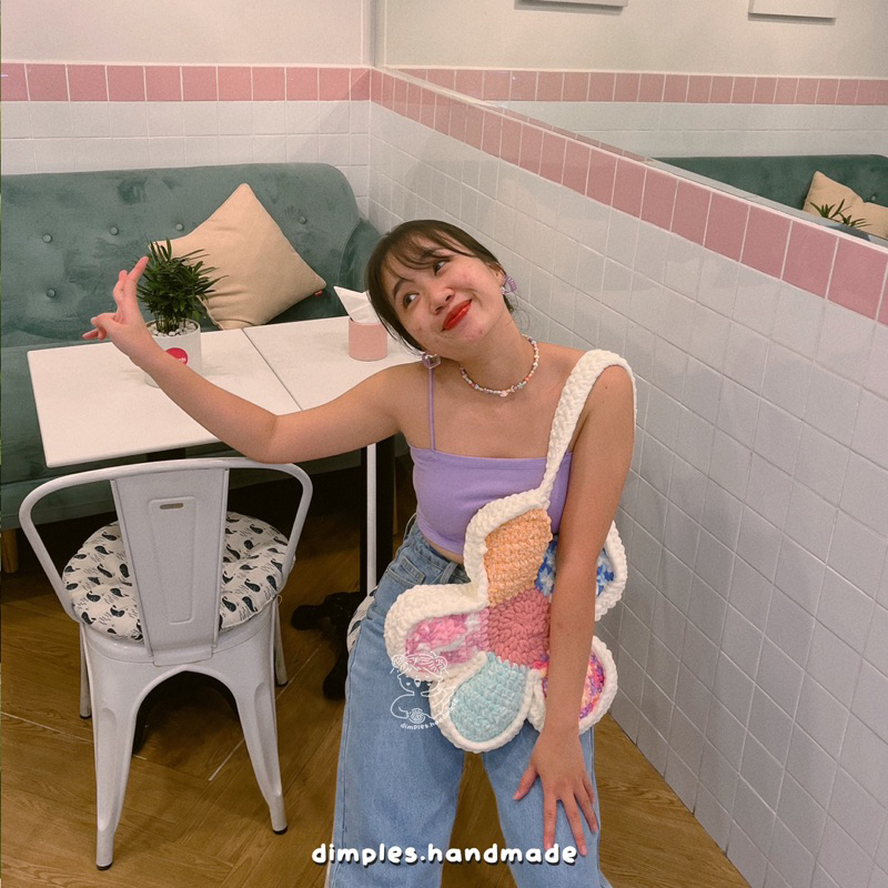 Túi Hoa Cúc Chị Bảy Độc Quyền Len Nhung Đũa