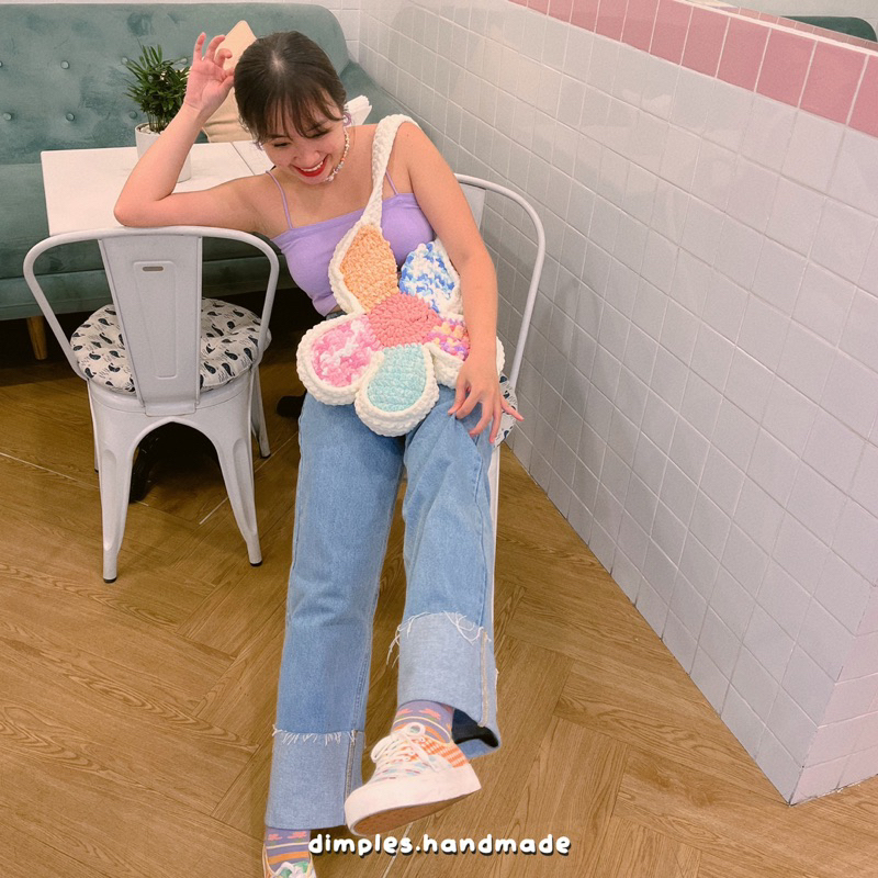 Túi Hoa Cúc Chị Bảy Độc Quyền Len Nhung Đũa