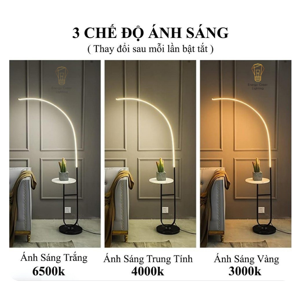 Đèn Cây Đứng Bàn Đá Energy Green Lighting DB-1091 - 3 Chế Độ Ánh Sáng - Decor Trang Trí Phòng Khách ,Phòng Ngủ