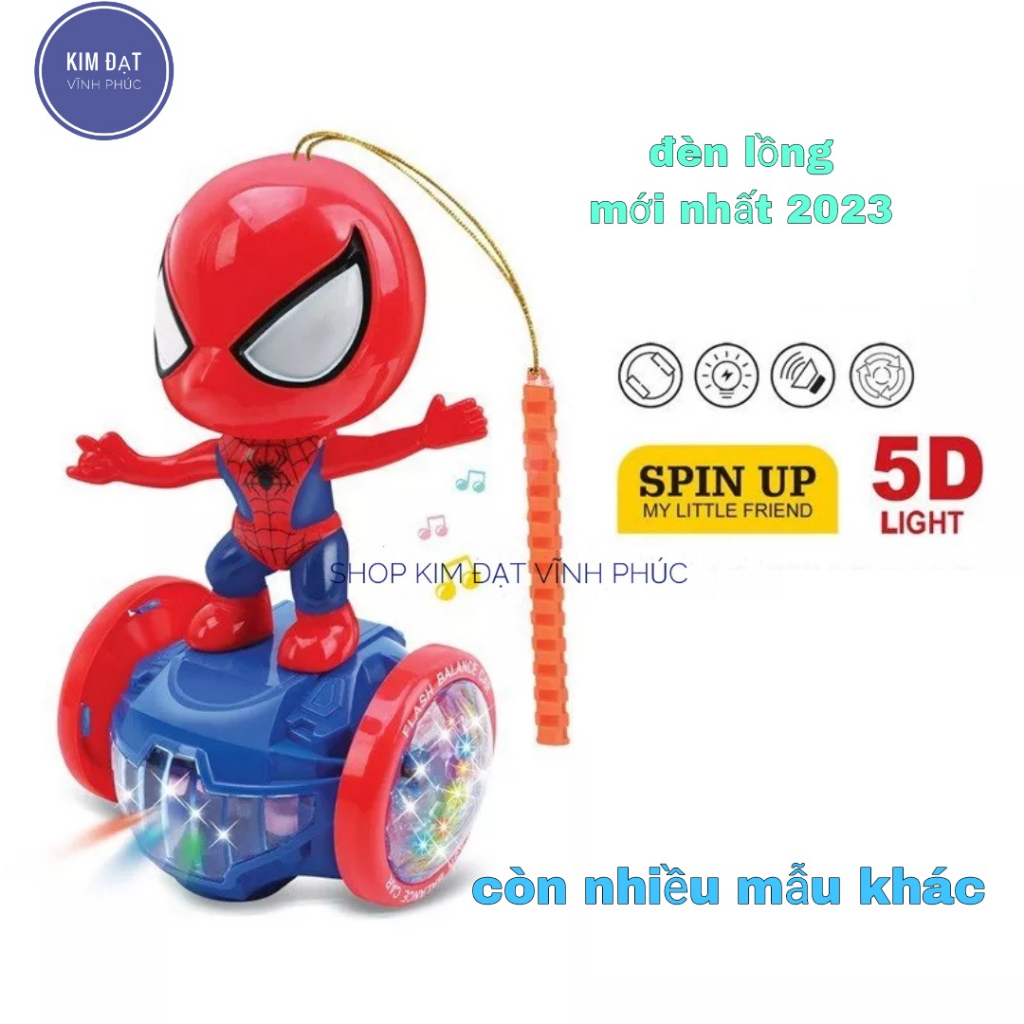 Đèn lồng siêu nhân người nhện , phi hành gia mẫu mới 2023 . người nhện đi xe thăng bằng có tay cầm đèn sáng và nhạc