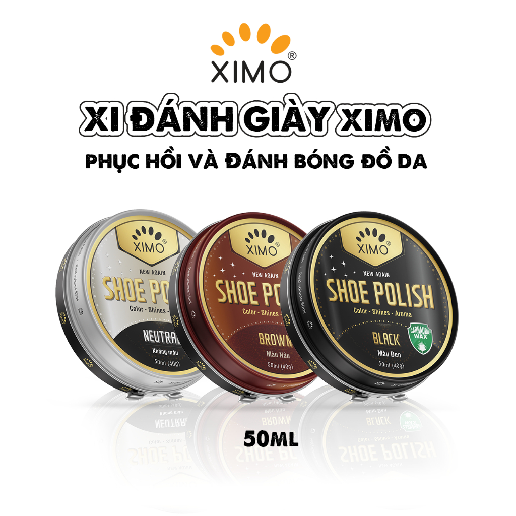 Xi đánh giày XIMO Shoe Polish dạng sáp giúp đánh bóng, bổ sung màu cho giày, đồ da XXI08 50ml