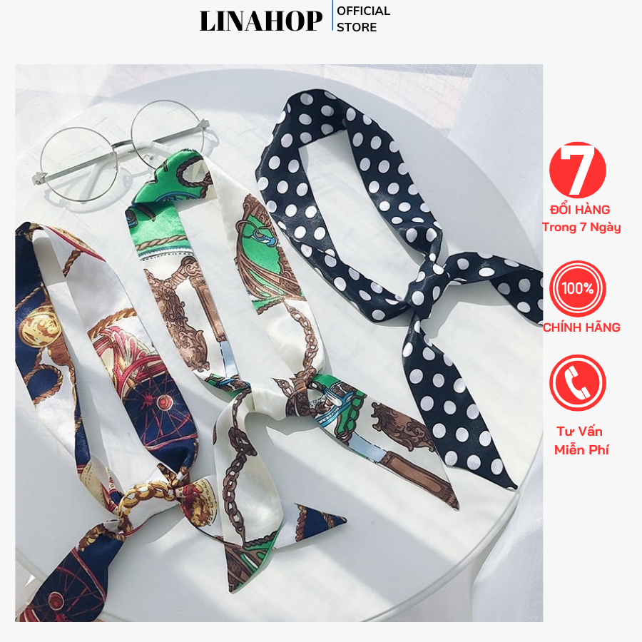 Khăn Lụa Thắt Nơ Cổ, Khăn Buộc Túi Xách Linahop