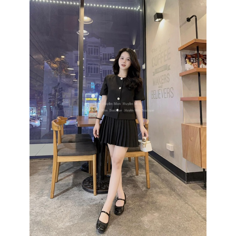 Set Áo + Chân Váy Dập Ly