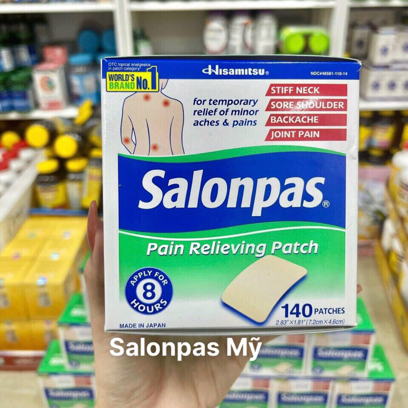 Salonpas Mỹ miếng dán giảm đau nhức Salonpas chuẩn Mỹ, hộp 140 miếng