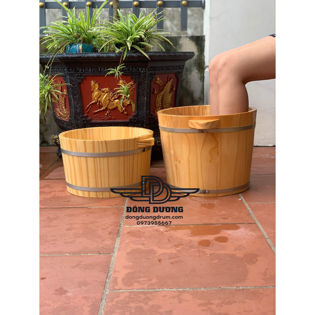 Chậu gỗ ngâm chân cao 30cm⚡HÀNG LOẠI 1⚡chậu gỗ ngâm chân giữ nhiệt,thải độc cơ thể