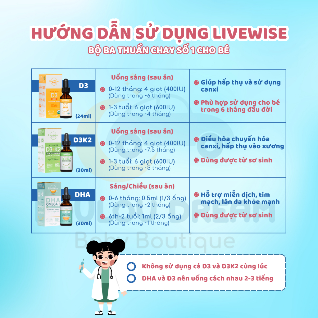 Vitamin D3K2 Livewise Organic - Livewise Baby nội địa Mỹ