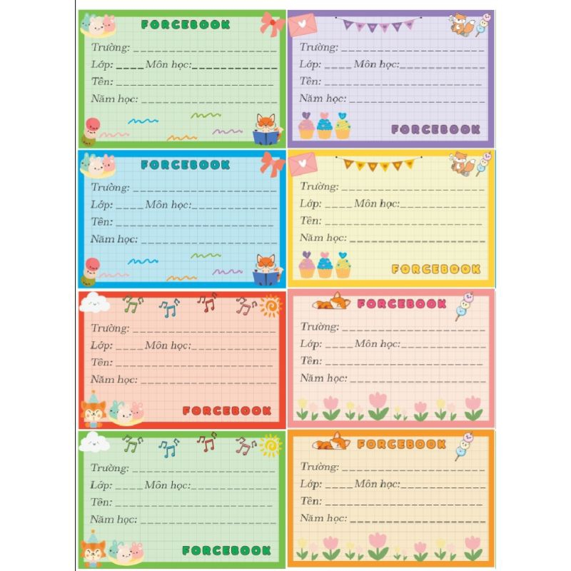 Set 8 nhãn vở OTP BL Thái Lan có nhận in theo yêu cầu