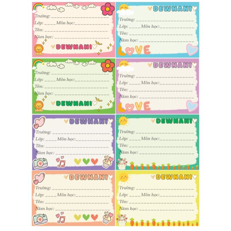 Set 8 nhãn vở OTP BL Thái Lan có nhận in theo yêu cầu