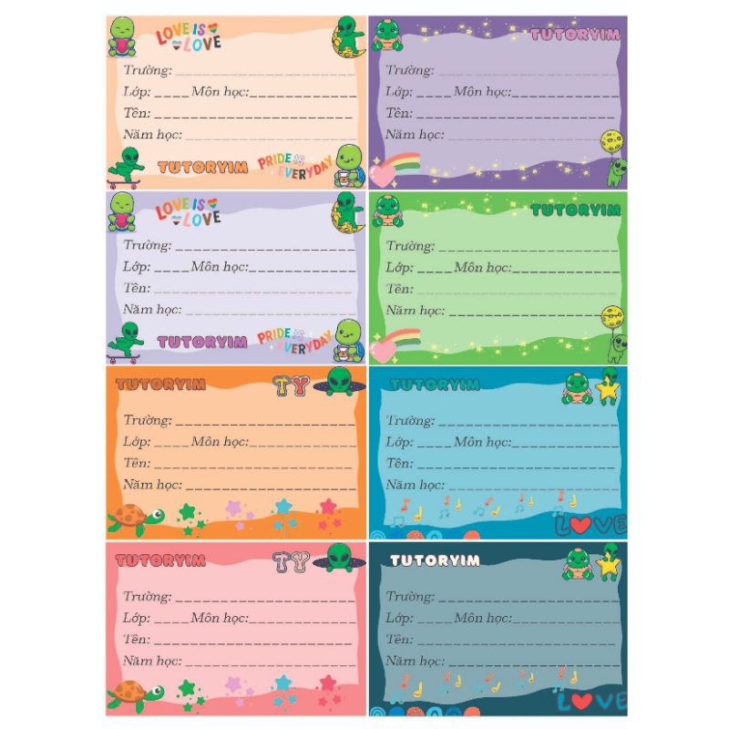 Set 8 nhãn vở OTP BL Thái Lan có nhận in theo yêu cầu