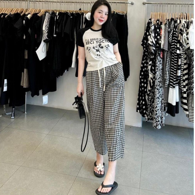 Set bộ áo mikey chất cotton co dãn 4 chiều kèm quần lửng baggy chất thô mềm Hàn quốc QA49