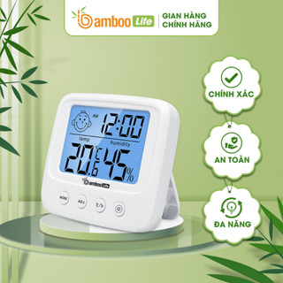 Nhiệt kế điện tử đo nhiệt độ phòng Bamboo Life ẩm kế 3 trong 1 đo độ ẩm phòng ngủ cho bé