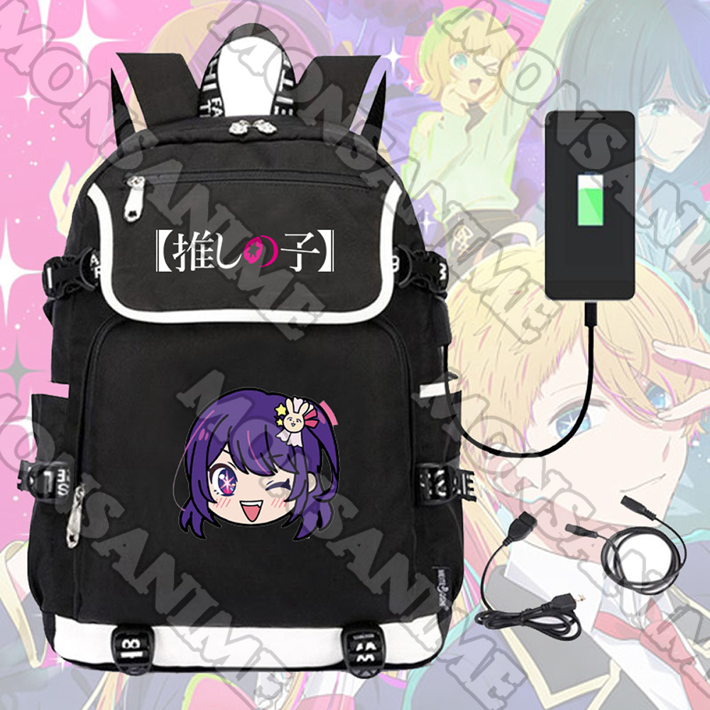 Balo nắp ngang OSHI NO KO ver FACE CHIBI Đứa Con Của Thần Tượng in hình anime cặp sách nam nữ đi học