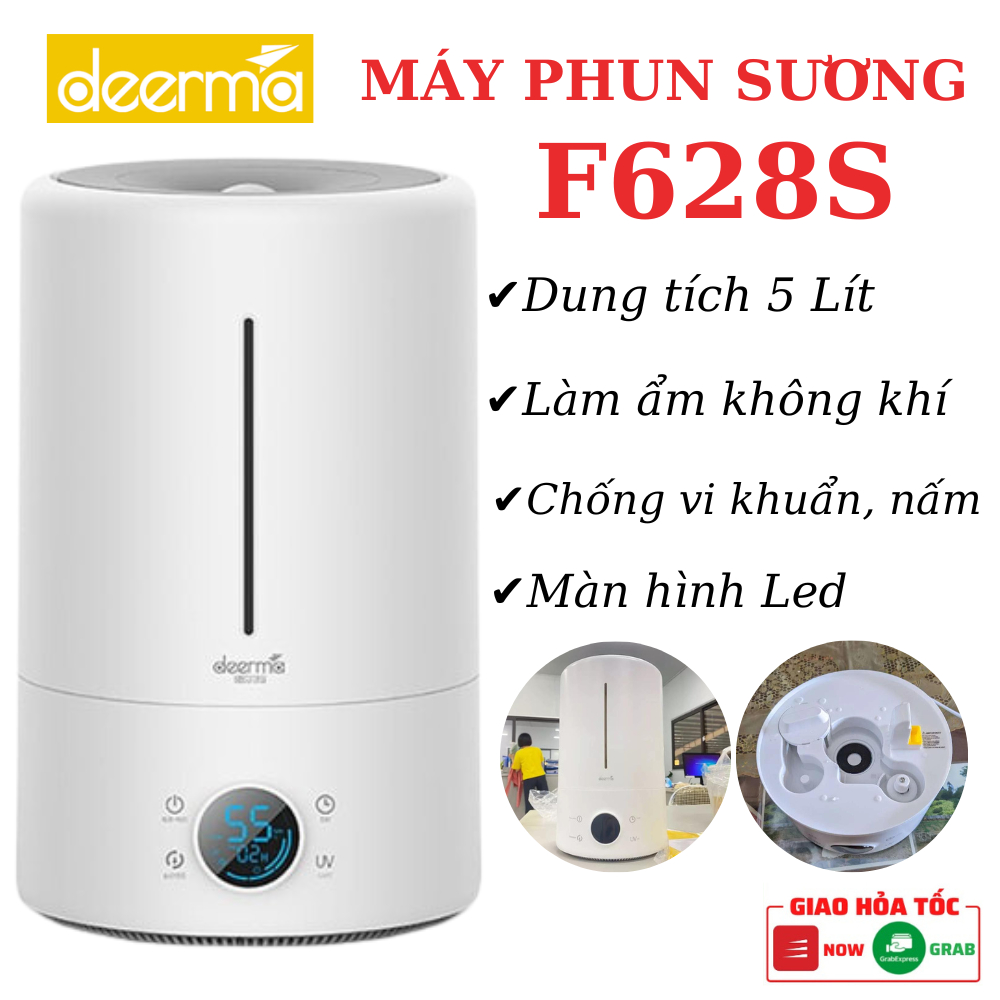 Máy phun sương tạo ẩm không khí thông minh Deerma F628S dung tích 5L, đèn UV làm sạch nguồn nước, Bảo hành 12 tháng