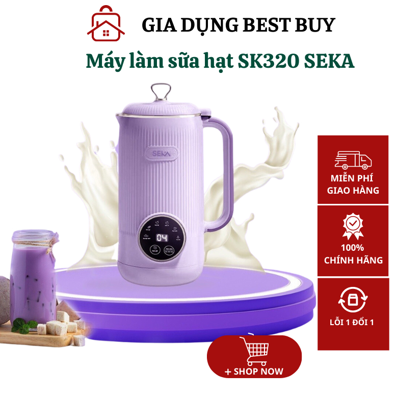 Máy làm sữa hạt mini SEKA, máy nấu sữa hạt đa năng SEKA SK320 600ml, 6 tính năng, chính hãng