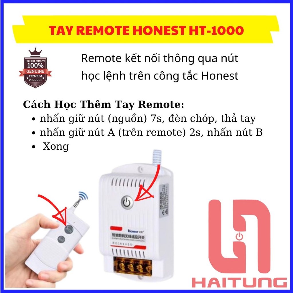 Tay Remote Honest 1Km Dùng Cho Công Tắc Honest Tần Số 315mhz