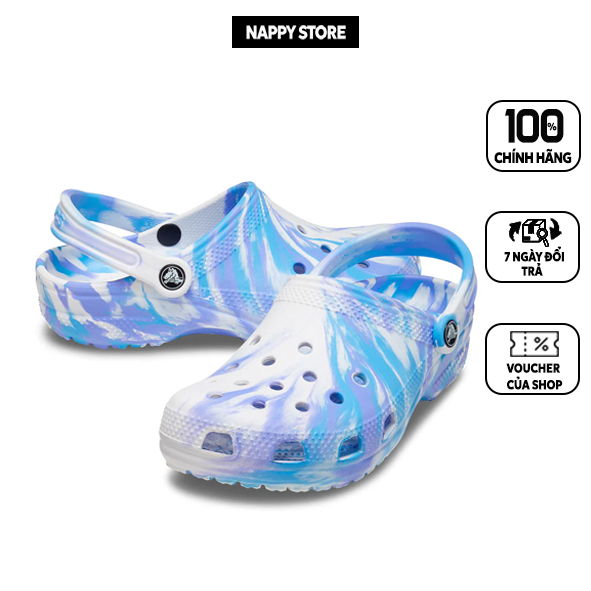 Dép Crocs Sục quai loang màu xanh tím, Dép cross lỗi nhẹ đã được xử lý tặng kèm sticker