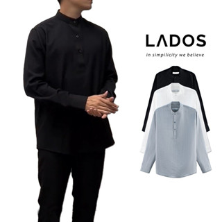 Áo sơ mi nam cổ trụ vải đũi LADOS - 18108 chất mềm mịn form chuẩn phong cách Hàn Quốc