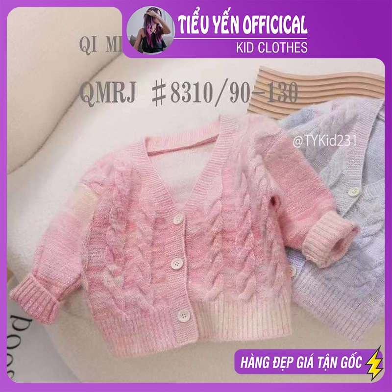 Quần áo trẻ em, Áo khoác len bé gái màu hồng loang xinh xắn cho bé 9-25kg AK231 | Tiểu Yến KID