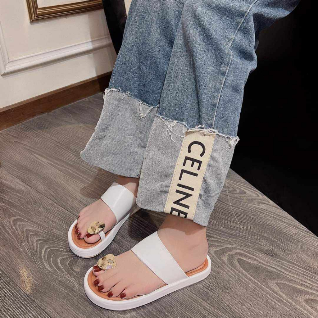 Dép bánh mì đế cao 3f da mềm xỏ ngón cực xinh