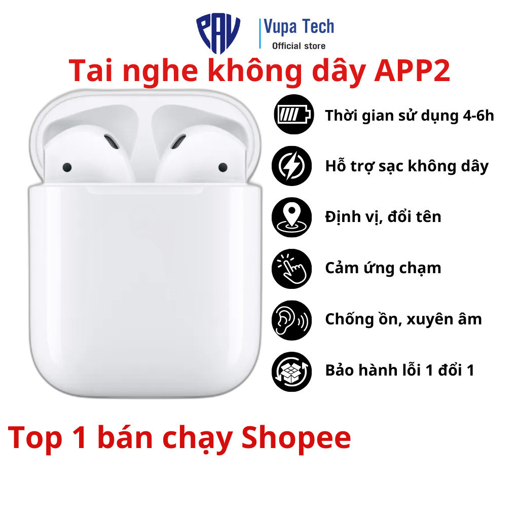 Tai Nghe Bluetooth Không Dây AP2 - Tai Nghe Nhét Tai AP2 TWS bản quốc tế 2023 Full Chức Năng Định Vị Đổi Tên Vupa tech