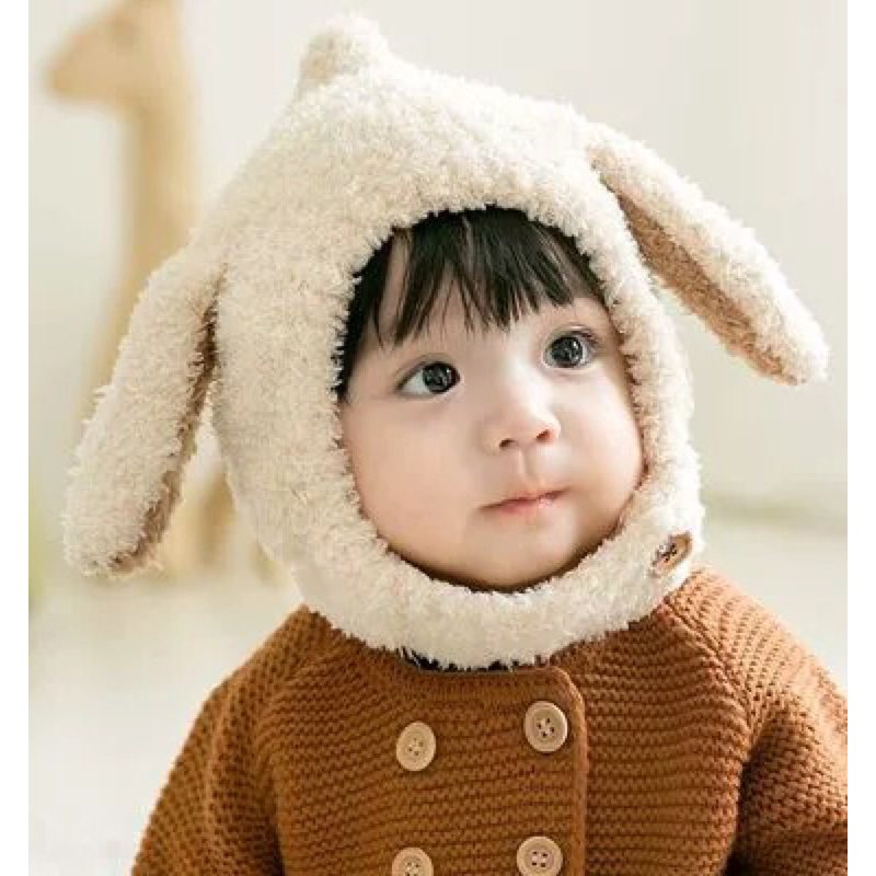 Mũ nón len lông cừu tai gấu cho bé 6-36 tháng ấm áp