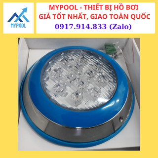 Đèn Led âm nước hồ bơi 12W/ 12VAC vỏ ngoài Inox bo viền silicon màu xanh, ánh sáng VÀNG NHẠT, dùng trang trí bể bơi hoặc