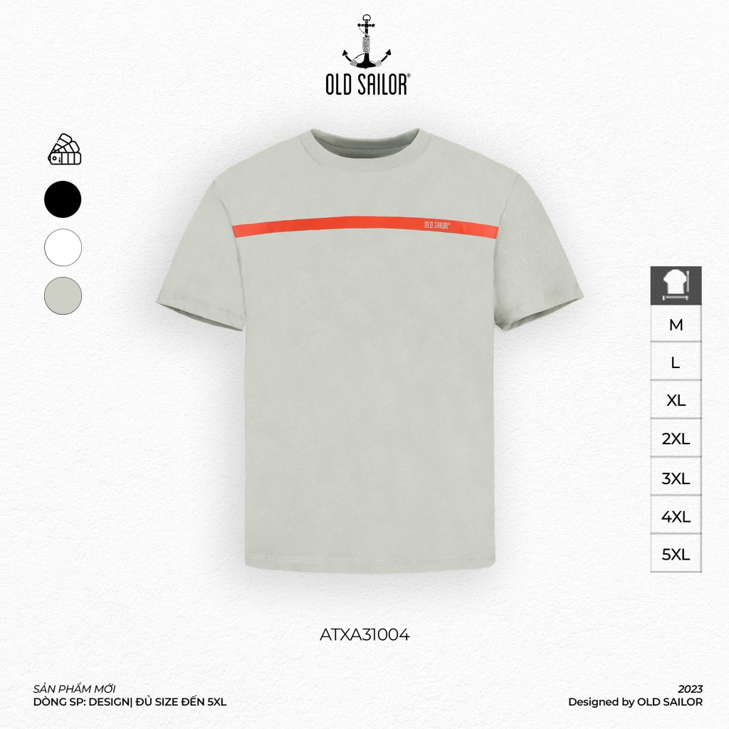 Áo thun nam họa tiết Old Sailor - O.S.L RED LINE TEE - 31004 - Big size upto 5XL