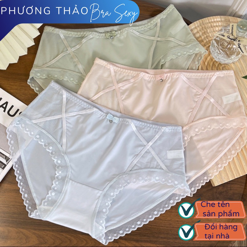 Quần lót nữ lụa tơ phối ren siêu mềm trẻ trung HA213