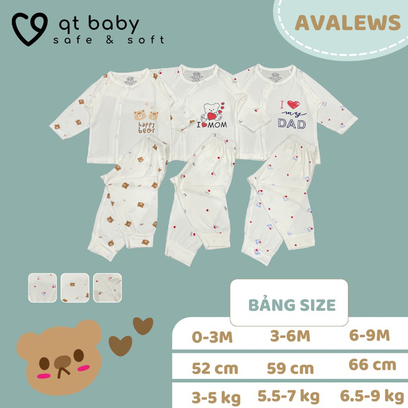 Bộ quần áo dài tay thun lạnh quần đáp đũng cho bé sơ sinh