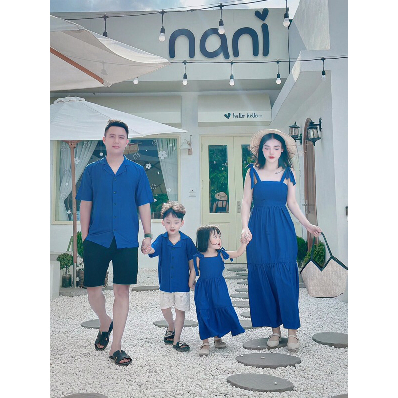 Đồng phục gia đình thiết kế - đồ gia đình du lịch, đồ đôi, đồi đôi mẹ bé, váy đi biển