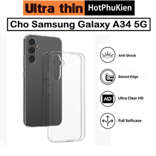 Ốp lưng silicon dẻo cho Samsung Galaxy A34 5G hiệu HOTCASE Ultra Thin trong suốt mỏng 0.6mm độ trong tuyệt đối