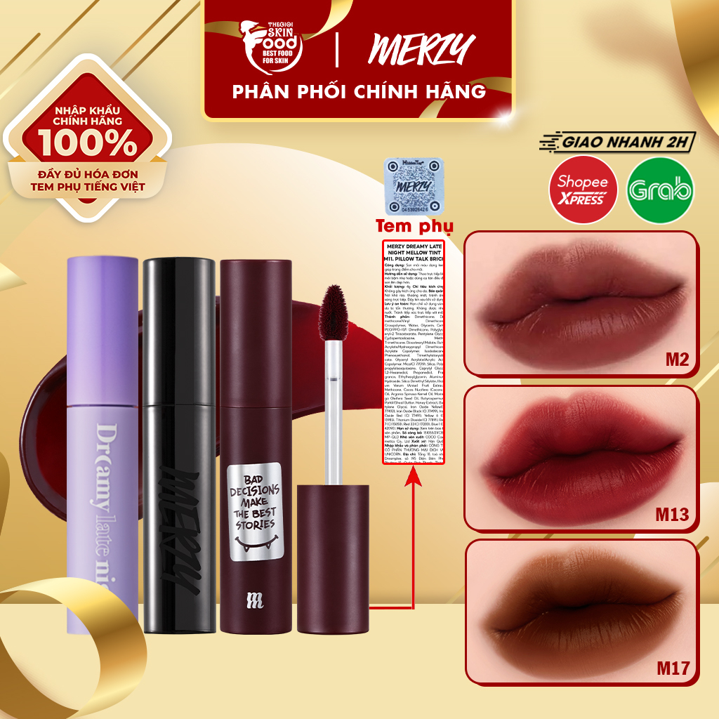 [NEW] [M13 VỎ ĐỎ RED EDITION] Son kem lì bền màu, lâu trôi Hàn Quốc Merzy Mellow Tint 4g (M1, M2, M6, M11)
