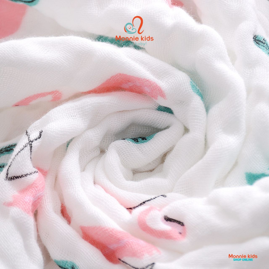 Khăn tắm xô xù cho bé 6 lớp 110x110cm, khăn choàng tắm cho bé sơ sinh - Monnie Kids