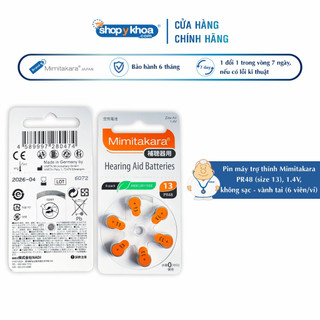 Pin máy trợ thính mimitakara, size 13, 1.4v, không sạc, vành tai