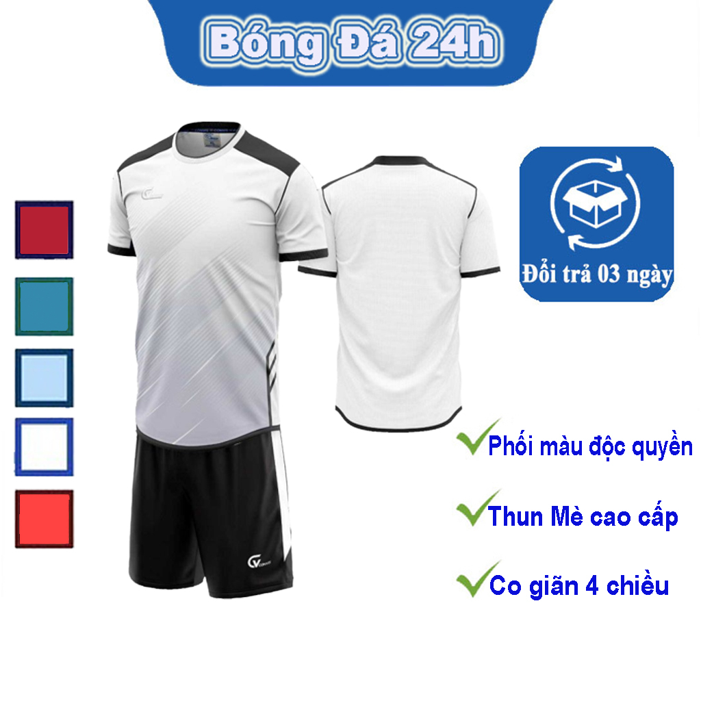 Quần Áo Bóng Đá RIKI CV C150 không Logo Thun Mè 4 Chiều Cao Cấp, Thoáng Khí, Thấm Hút Mồ Hôi