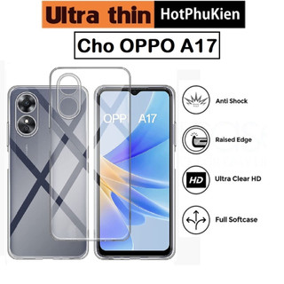 Ốp lưng silicon dẻo cho OPPO A17 hiệu HOTCASE Ultra Thin trong suốt mỏng 0.6mm độ trong tuyệt đối chống trầy xước