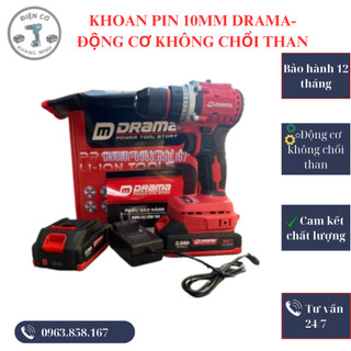 Khoan pin Drama 10mm, động cơ không chổi than