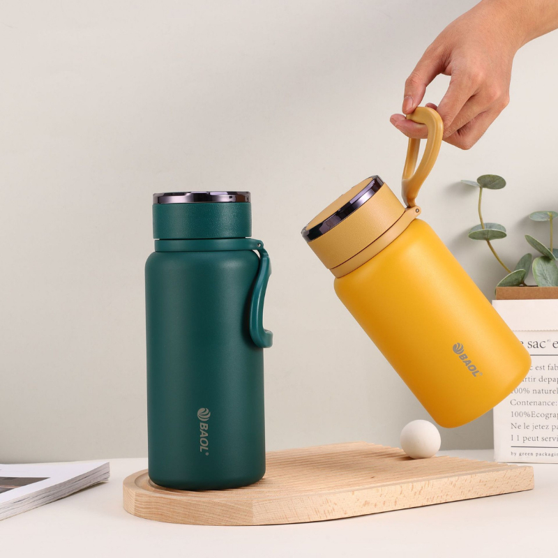Bình giữ nhiệt inox 304 kèm quai xách 1000/1200/1500ml có quai xách cao su tiện lợi