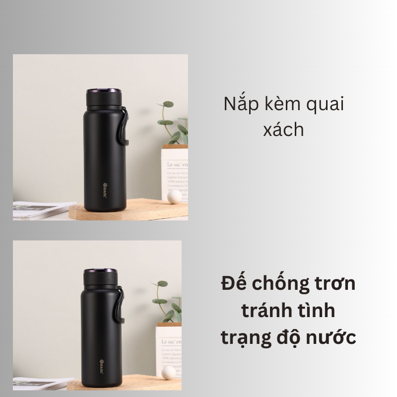 Bình giữ nhiệt inox 304 kèm quai xách 1000/1200/1500ml có quai xách cao su tiện lợi