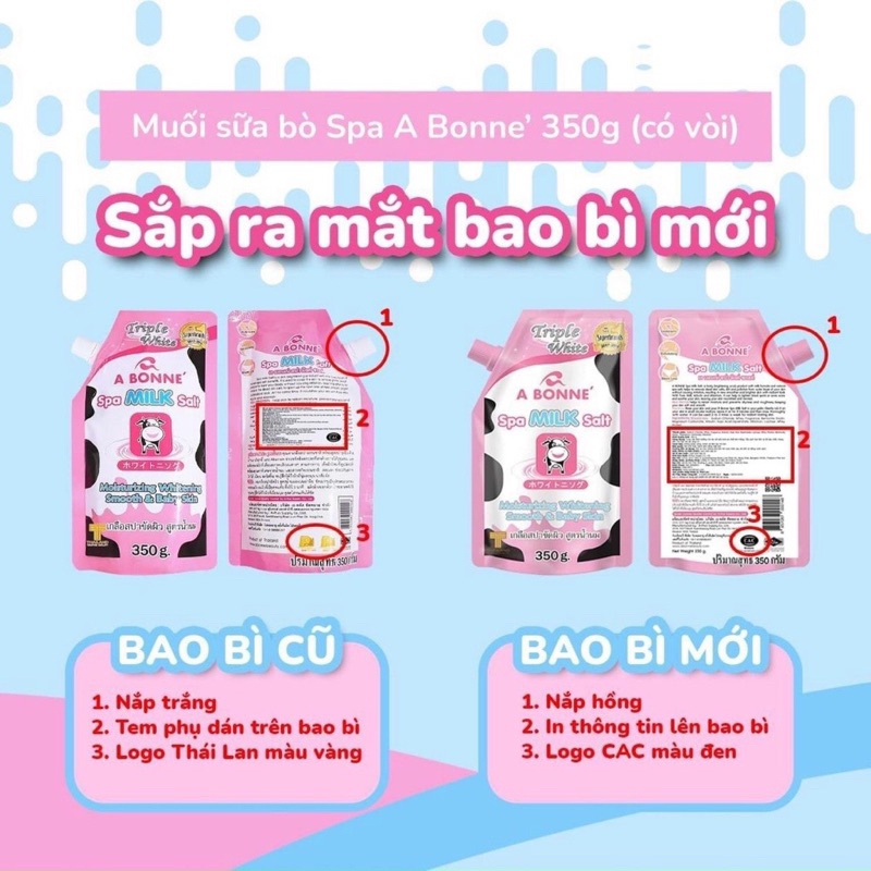 Muối Tắm Sữa Bò A Bonne Spa Milk Salt Thái Lan 350gram - Tẩy Tế Bào Chết Toàn Thân, Cân Bằng Độ Ẩm, Mềm Mịn Da Hương Sữa
